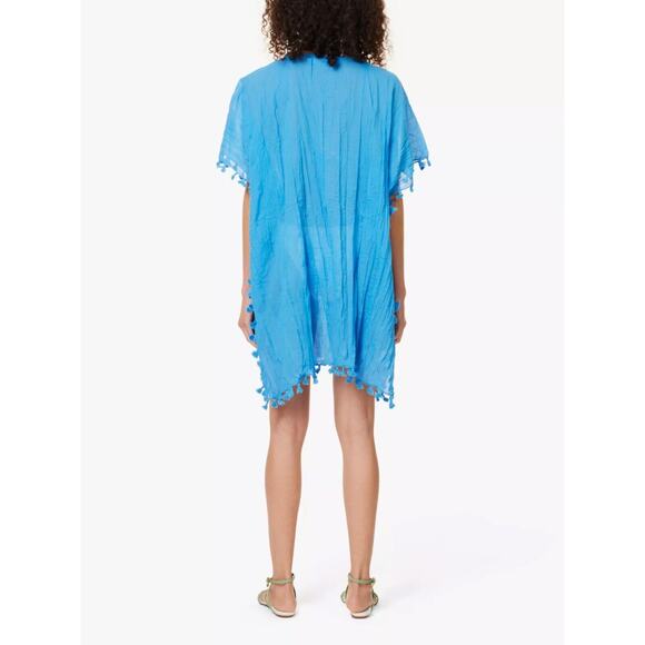 Seafolly Amnesia Kaftan Electric Blue Swim Cover Tassels Tunic Top One Size NWT - Picture 5 of 10